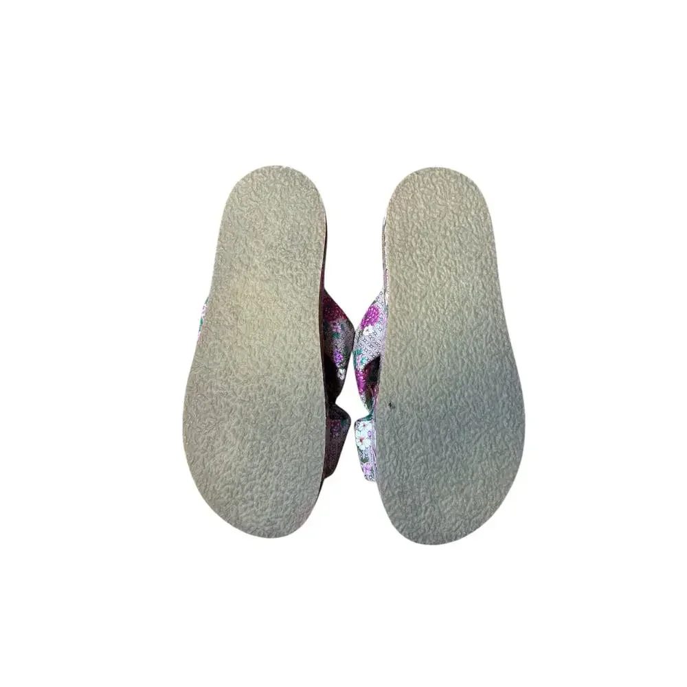 Johnny Was Multicolor Floral Crisscross Platform Sandals